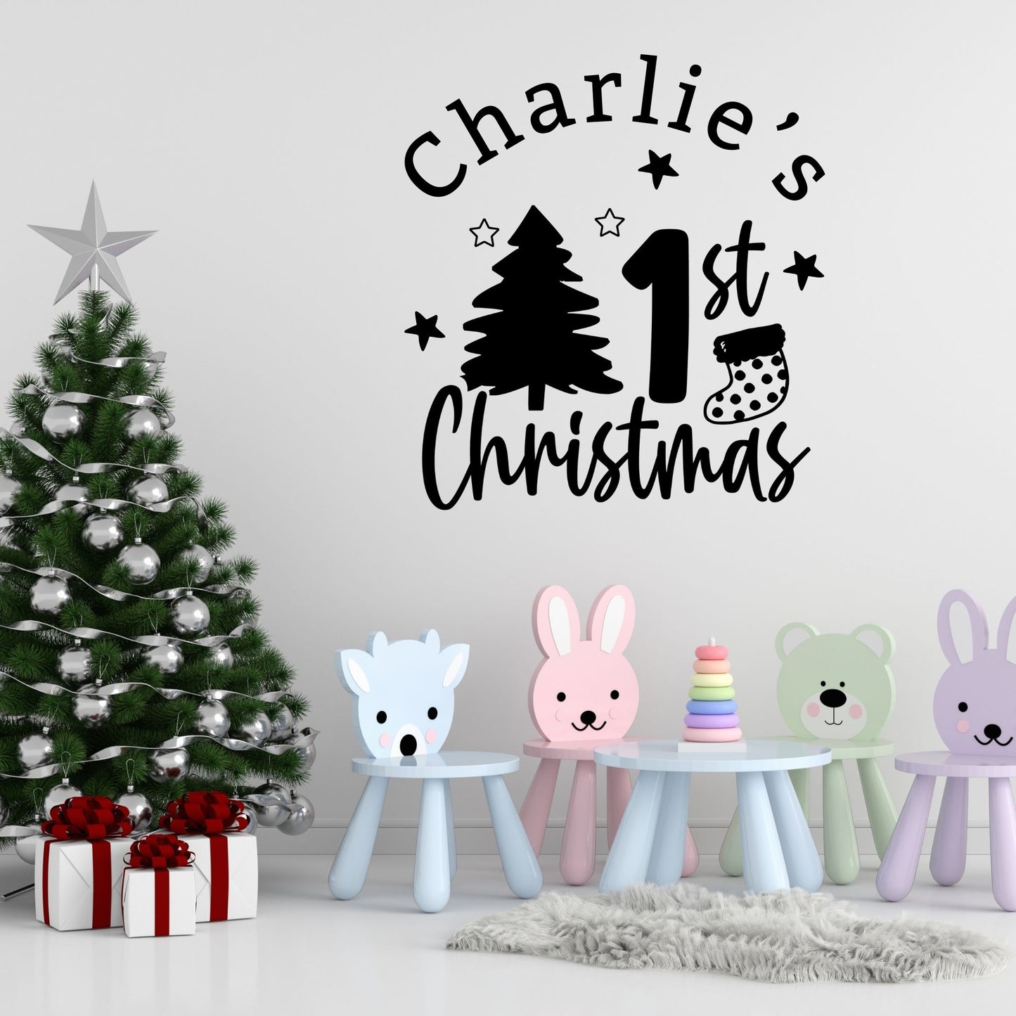 Personalised Baby's 1st Christmas Wall Decal | Xmas Tree