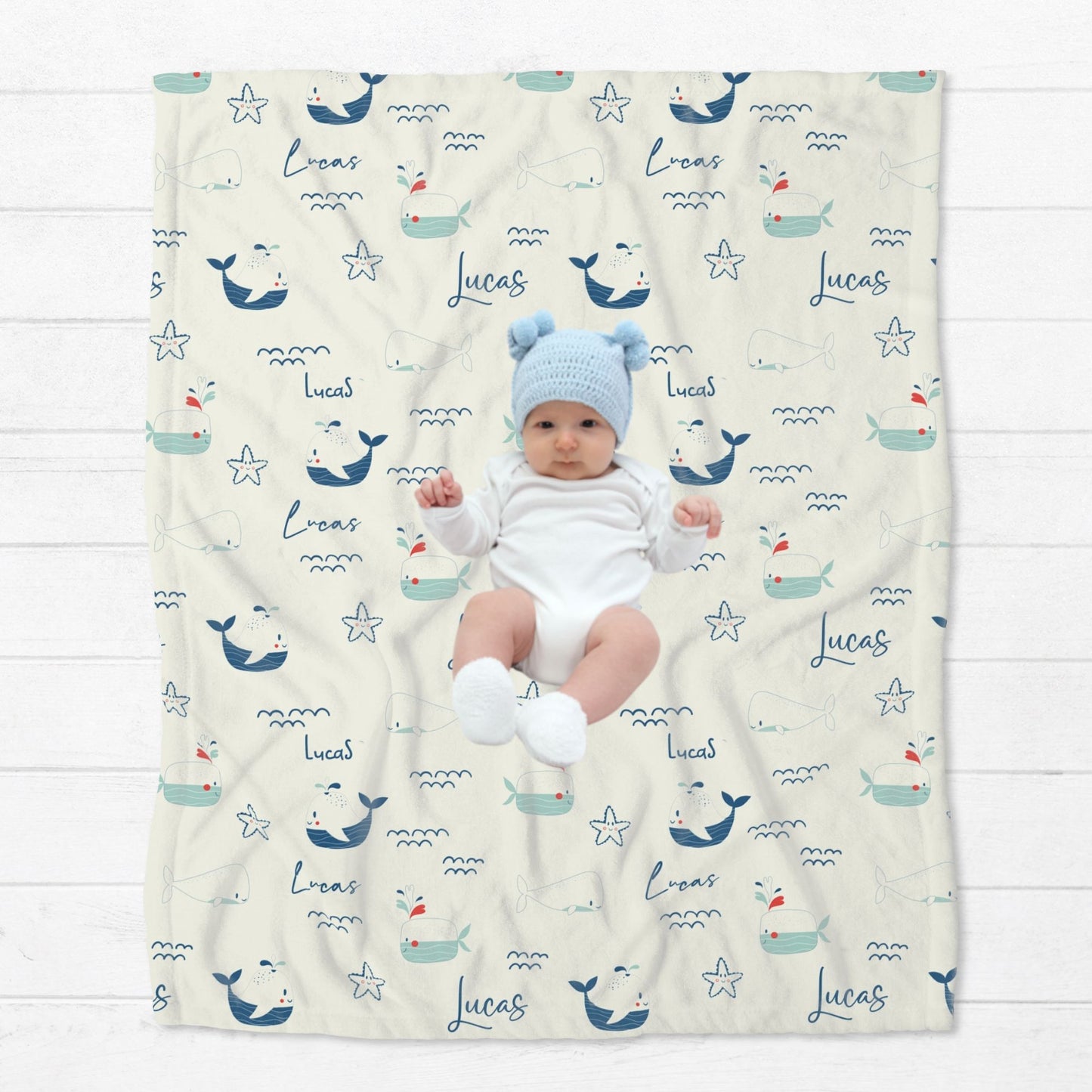 Personalised Ocean Whales Baby Blanket