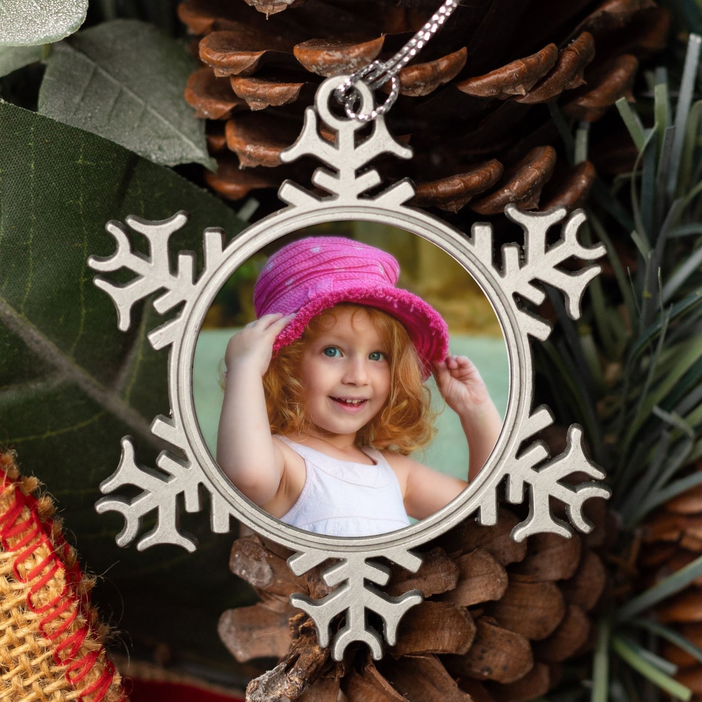 Personalised Photo Pewter Snowflake Ornament