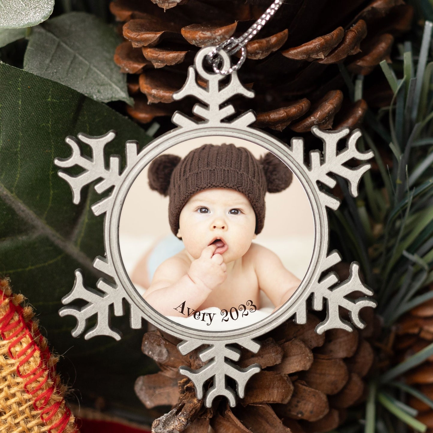 Personalised Photo Pewter Snowflake Ornament