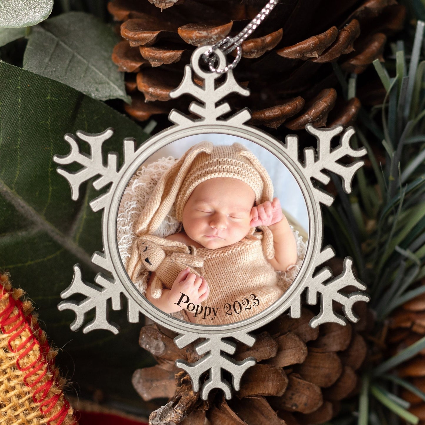 Personalised Photo Pewter Snowflake Ornament