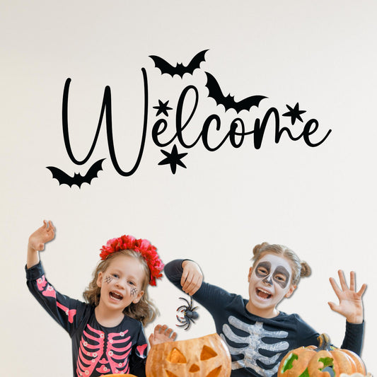 Halloween Welcome Bats Wall Decal