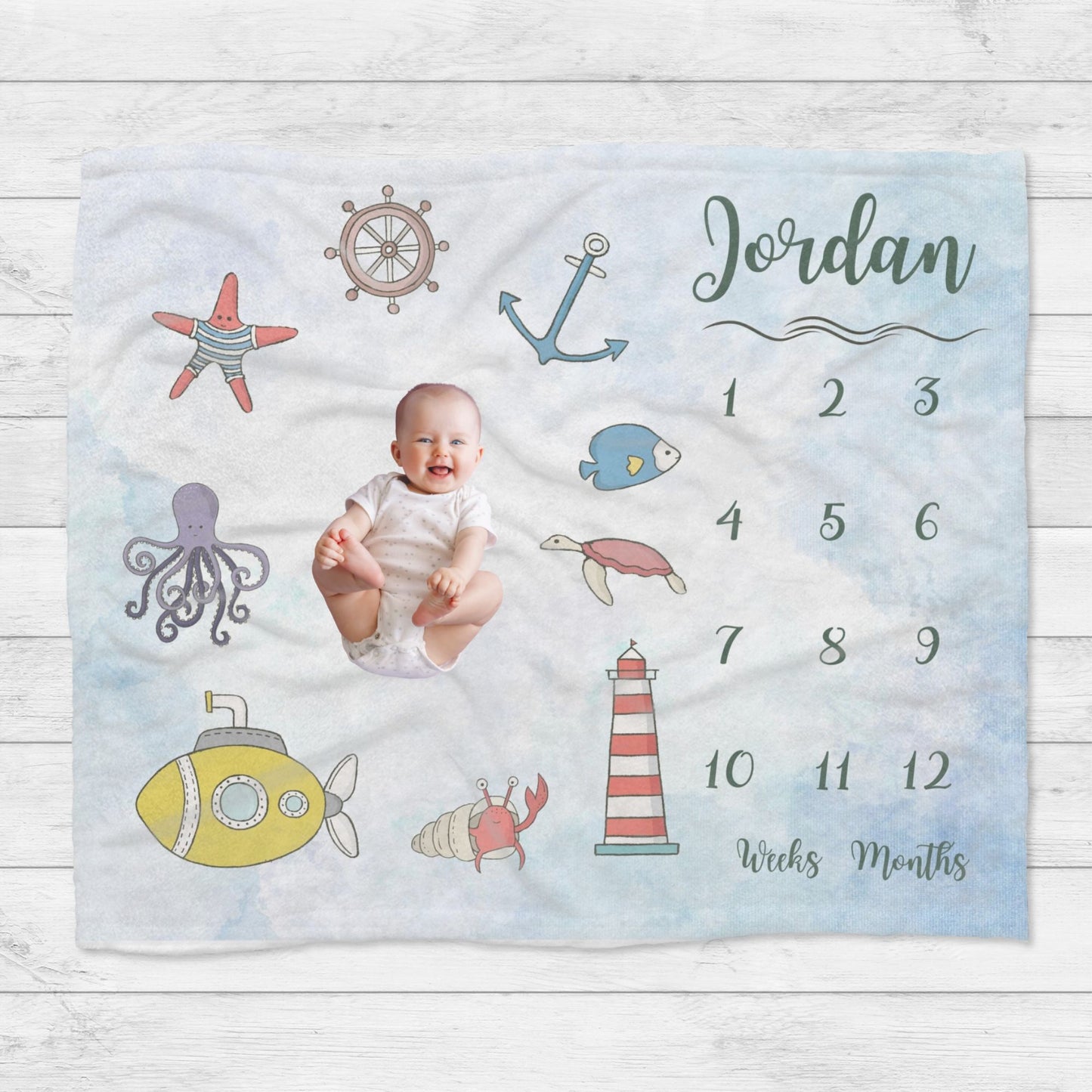 Personalised Nautical Baby Millstone Blanket