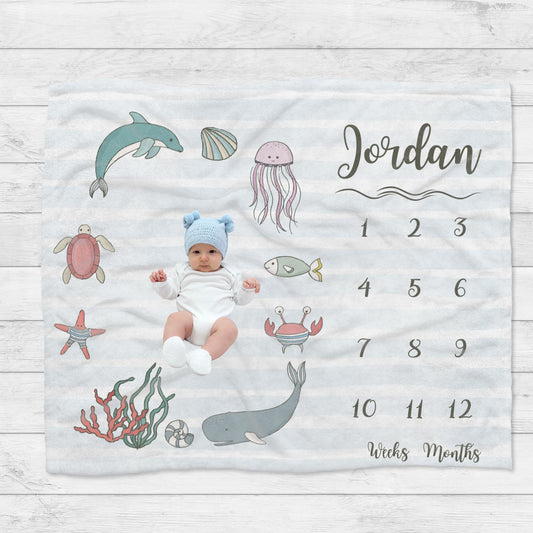 Personalised Ocean Baby Millstone Blanket