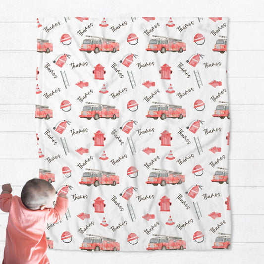 Personalised Fire Truck Baby Blanket