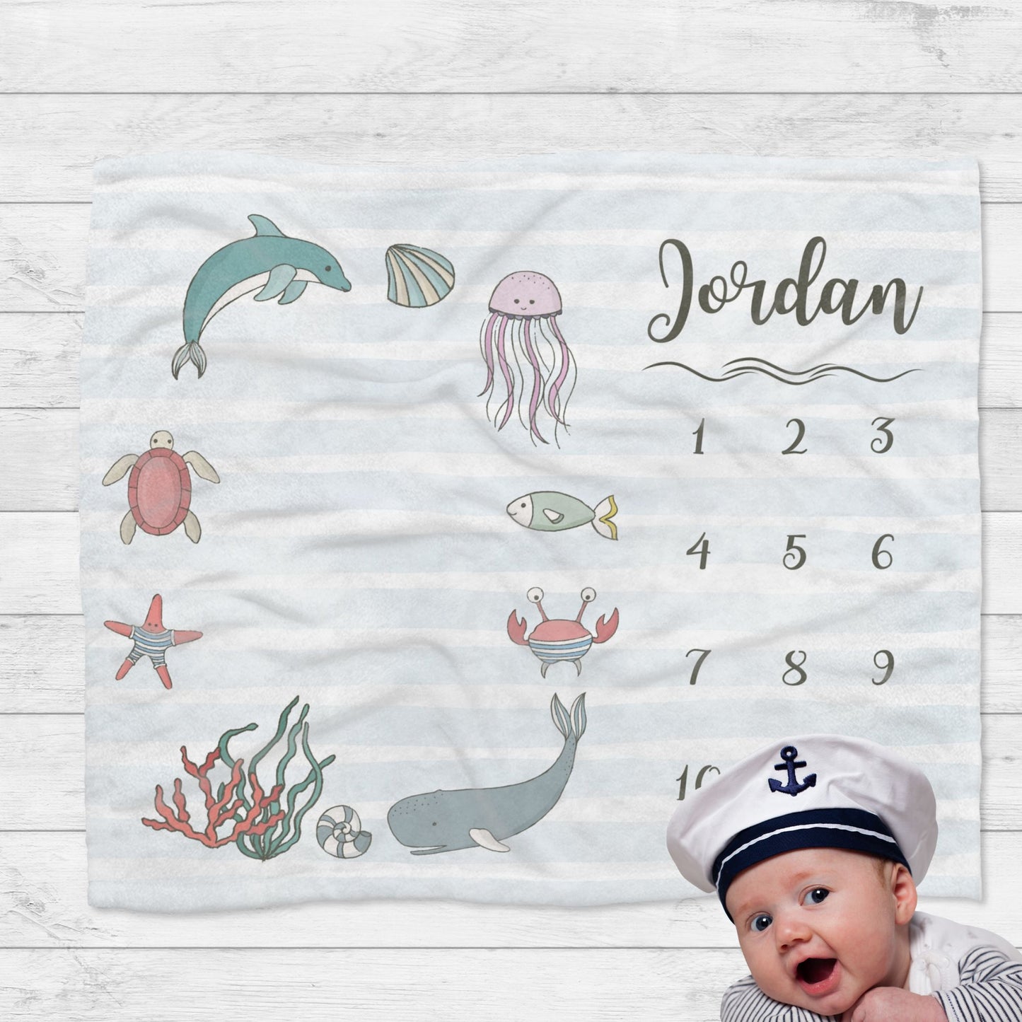 Personalised Ocean Baby Millstone Blanket