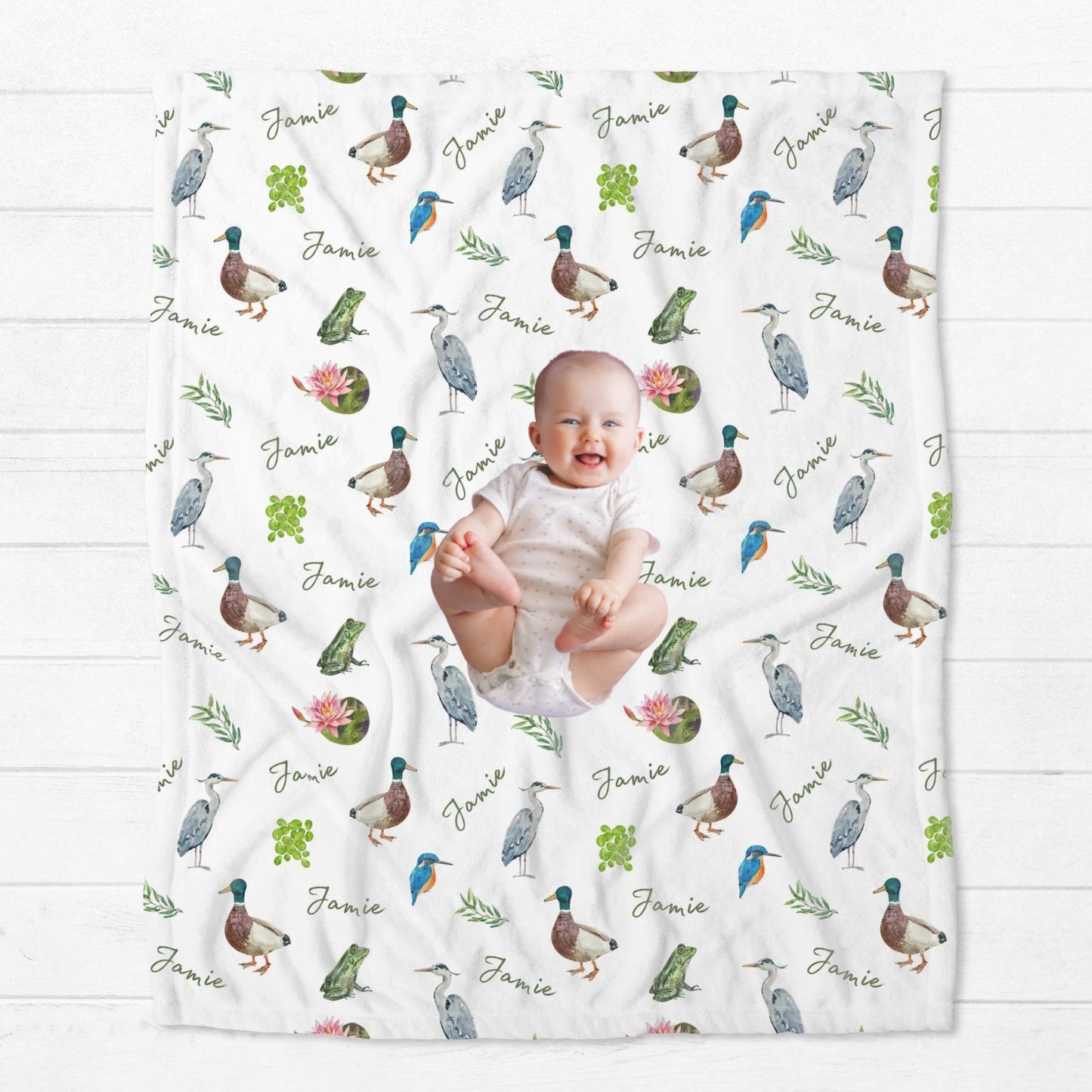 Personalised Pond Lake Duck Baby Blanket