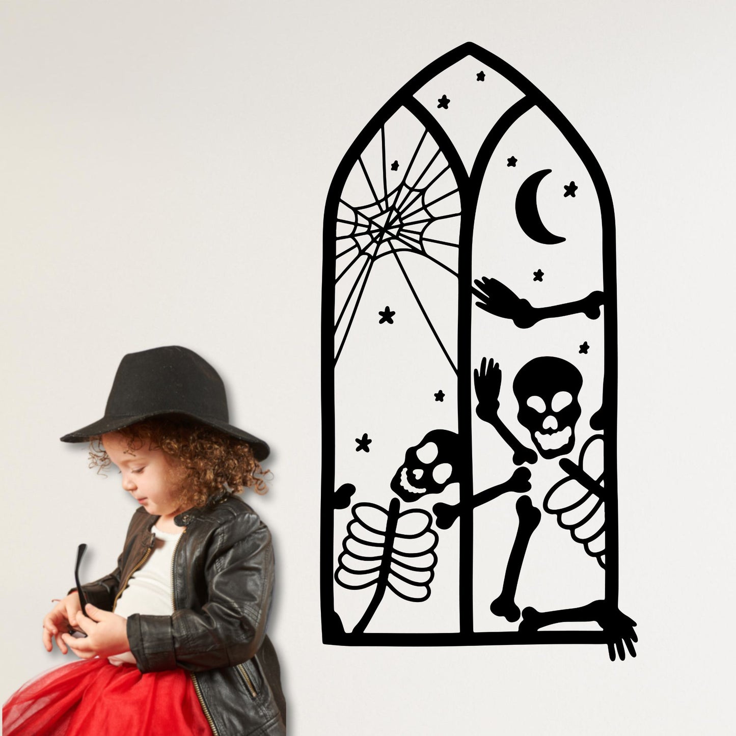 Halloween Skeleton Window Wall Decal