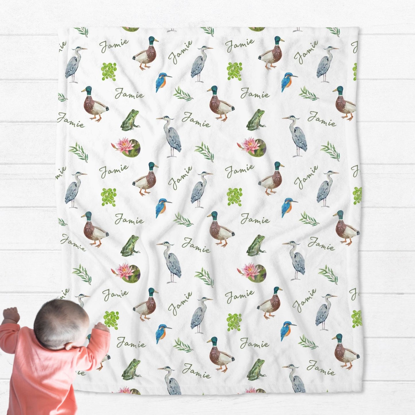 Personalised Pond Lake Duck Baby Blanket