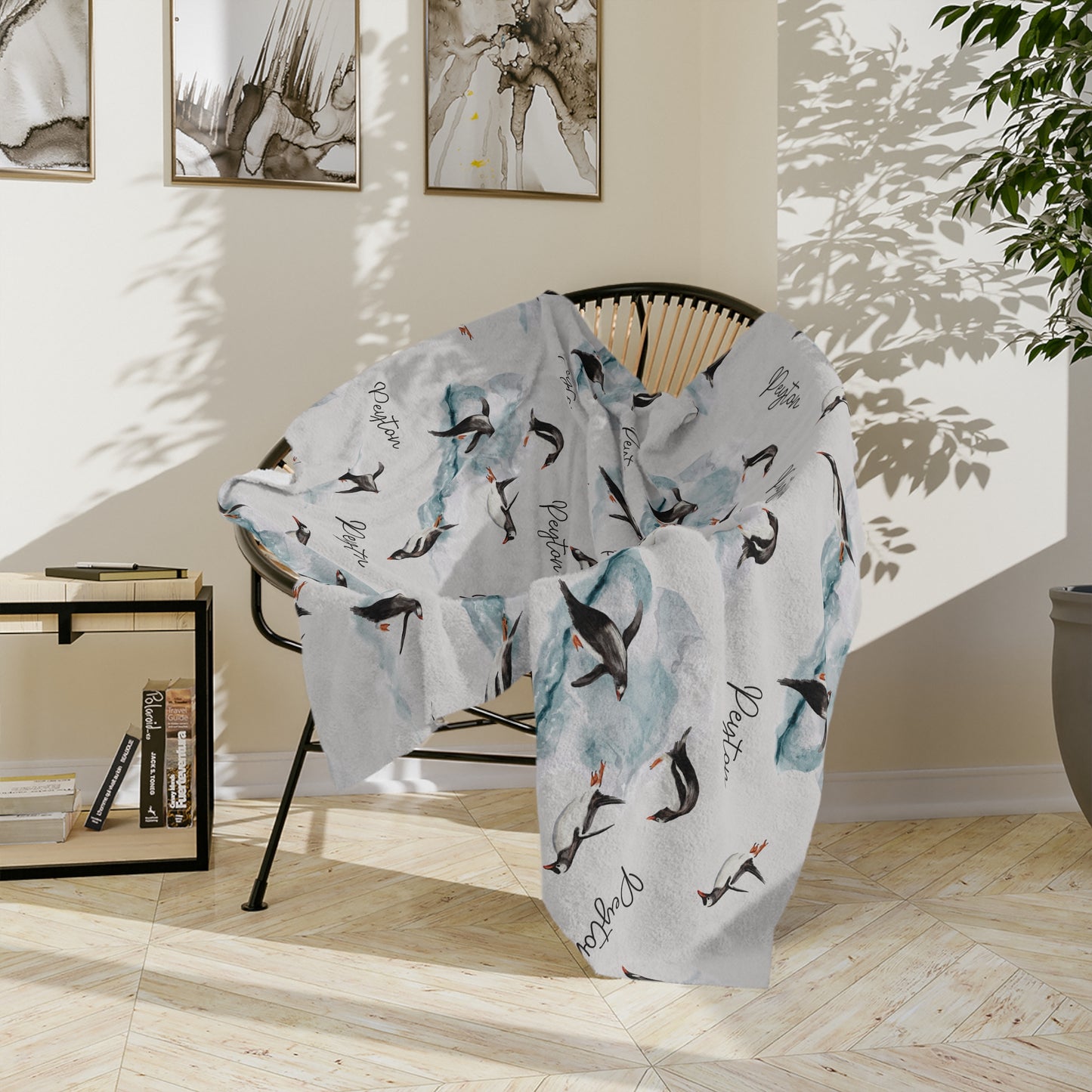 Personalised Penguin Baby Blanket