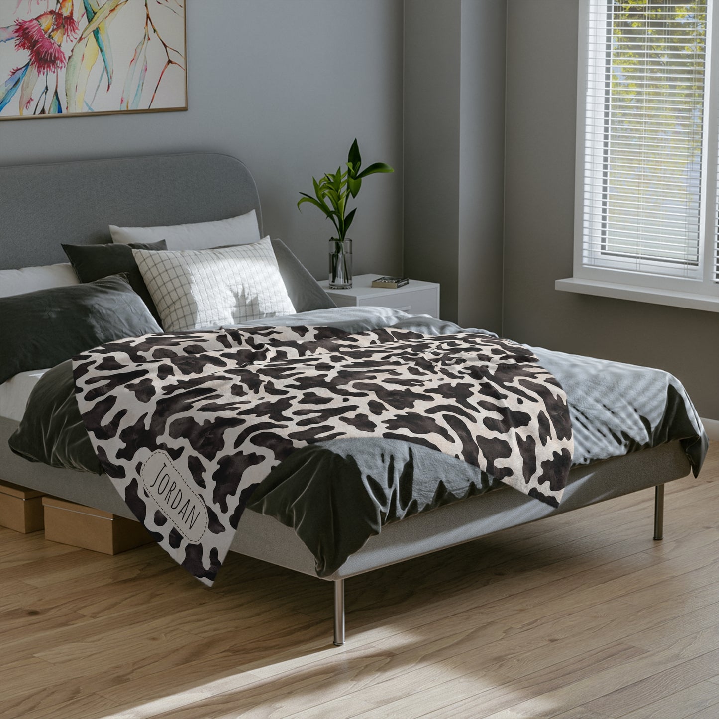 Personalised Cow Print Blanket