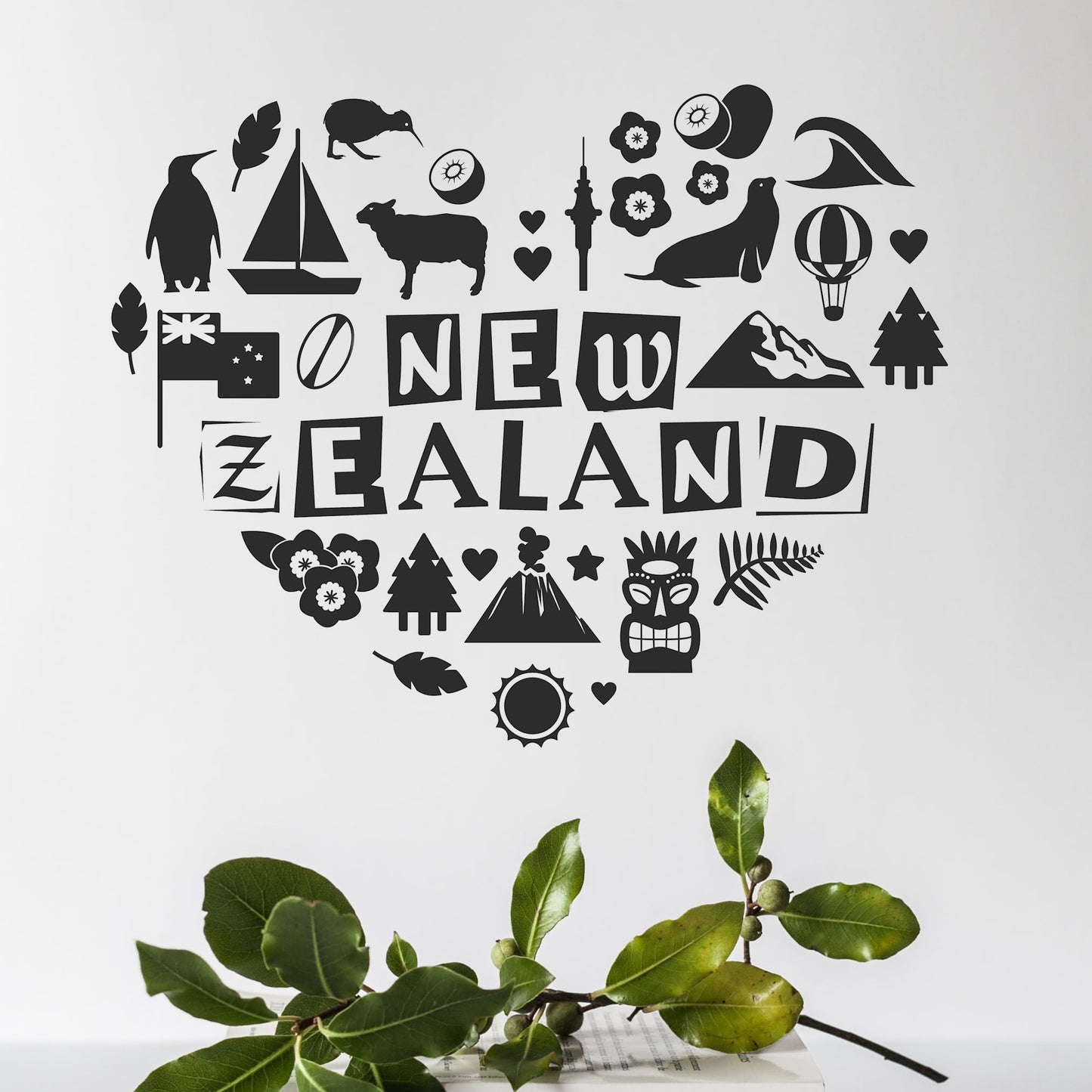 love NZ New Zealand heart kiwiana wall decal