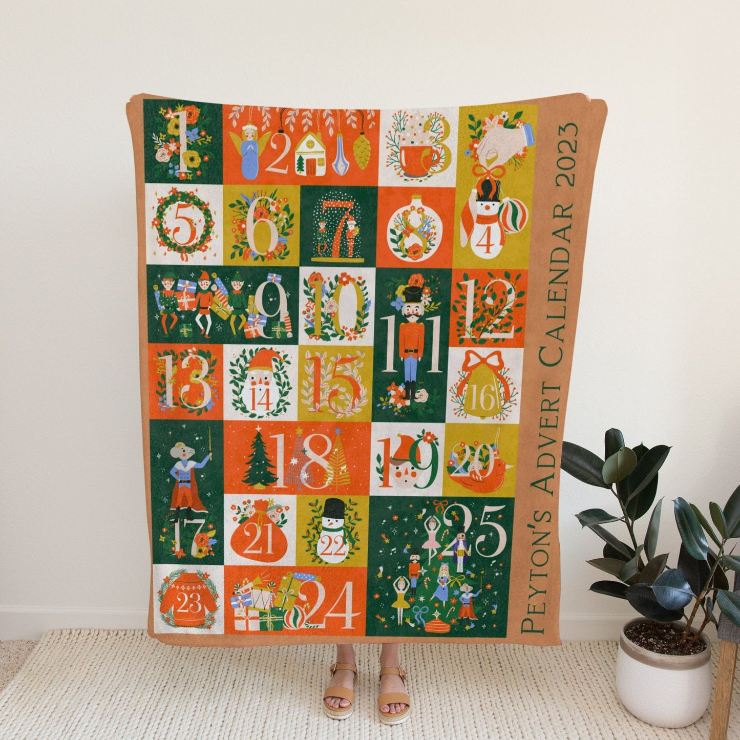 Personalised Christmas Advent Calendar Blanket