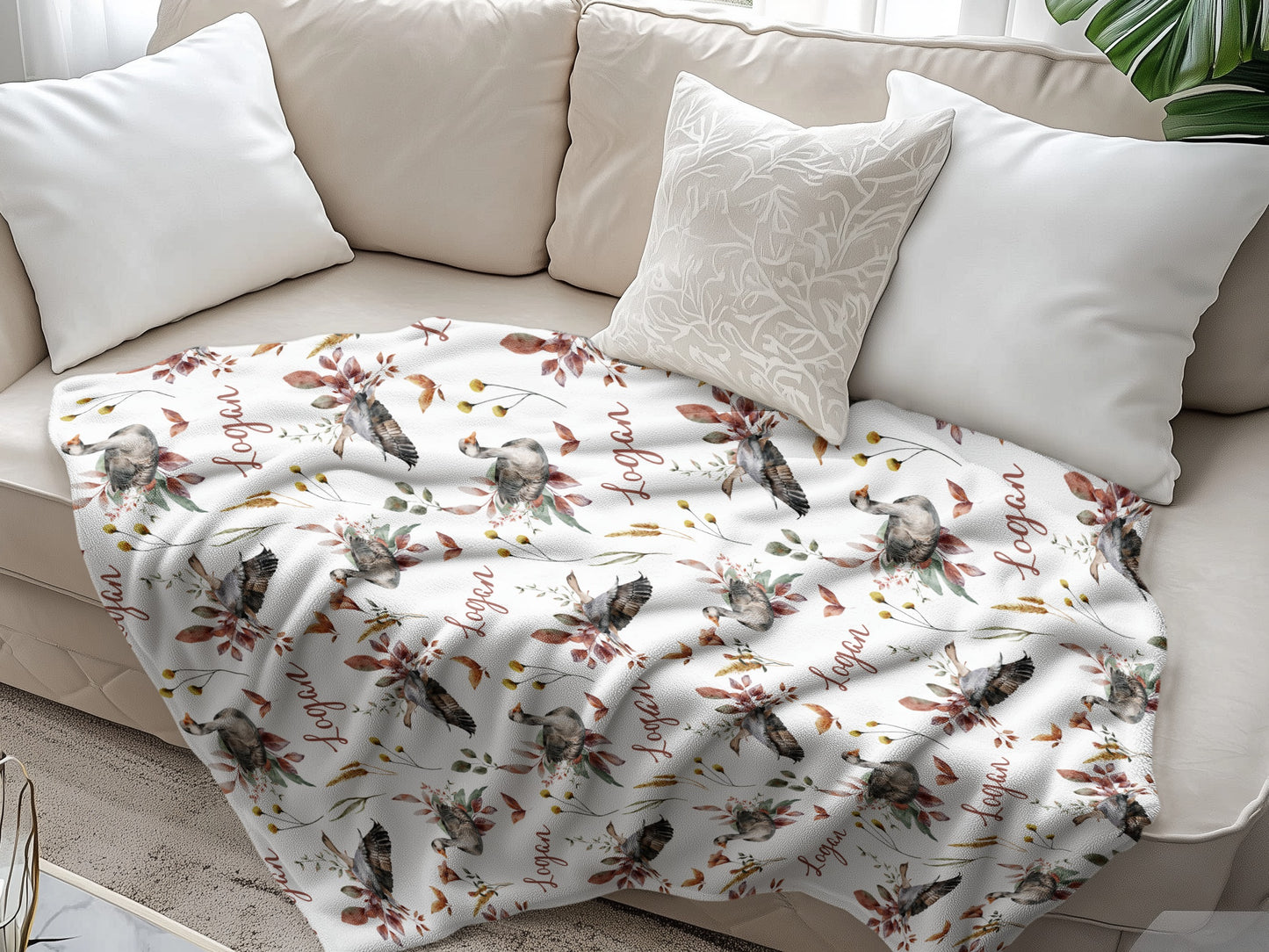 Personalised Autumn Ducks Blanket
