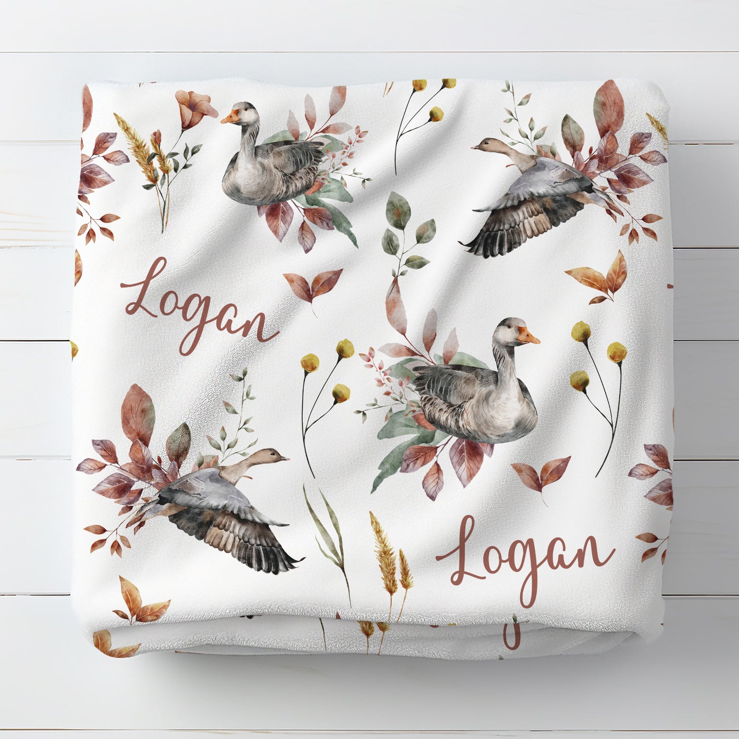 Personalised Autumn Ducks Blanket
