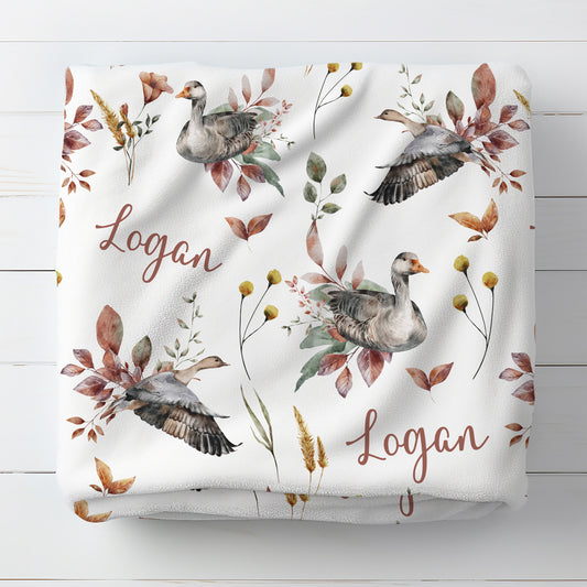 Personalised Autumn Ducks Blanket