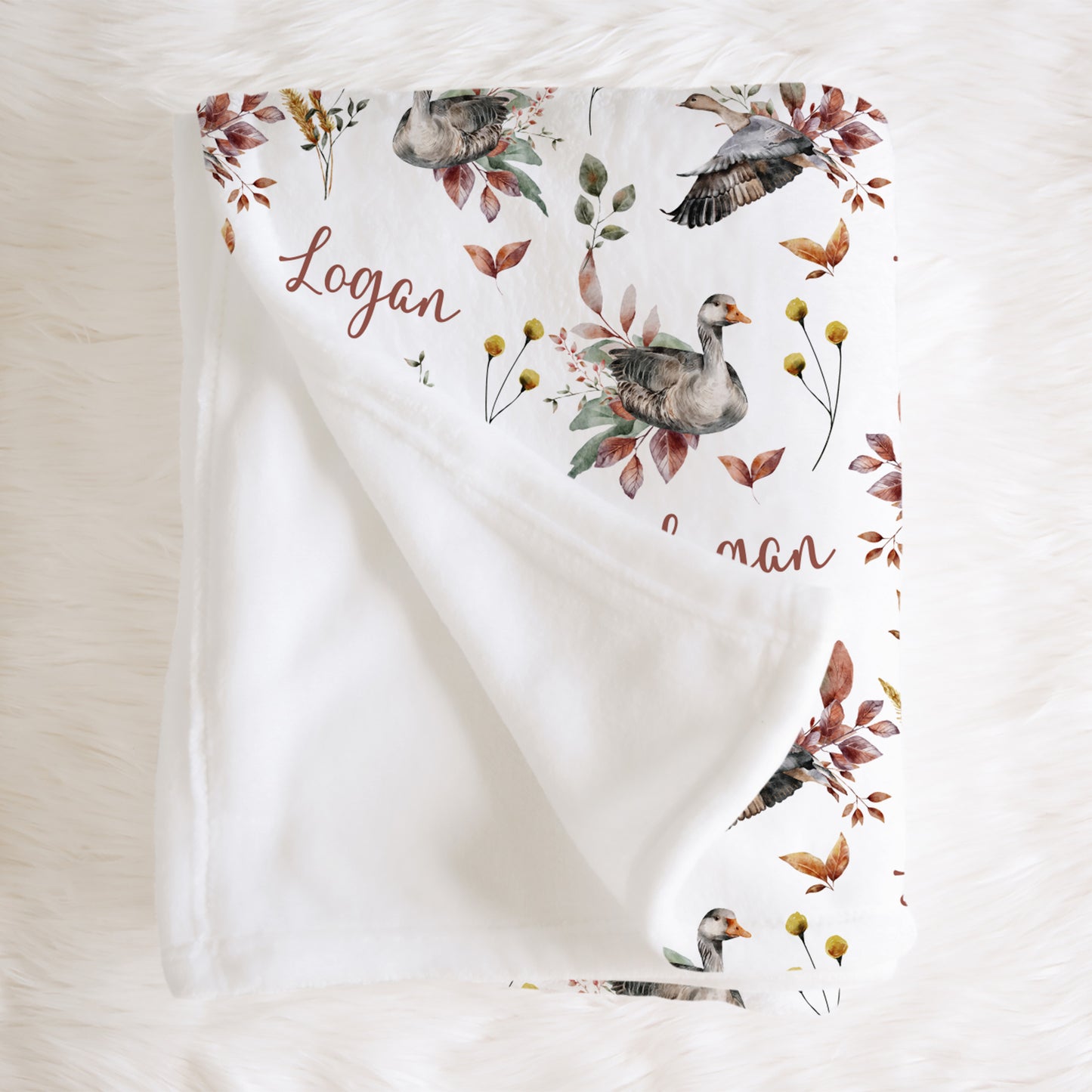 Personalised Autumn Ducks Blanket