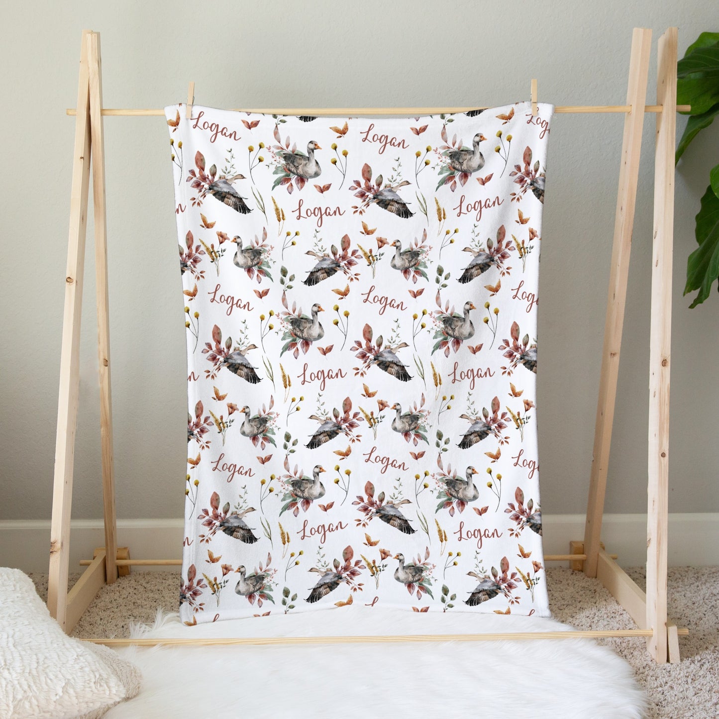 Personalised Autumn Ducks Blanket