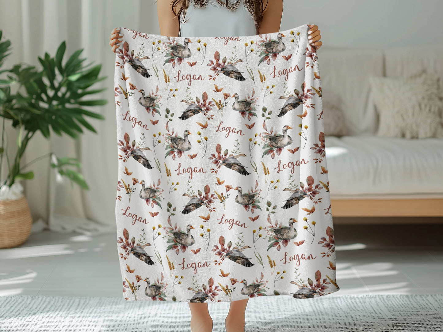 Personalised Autumn Ducks Blanket