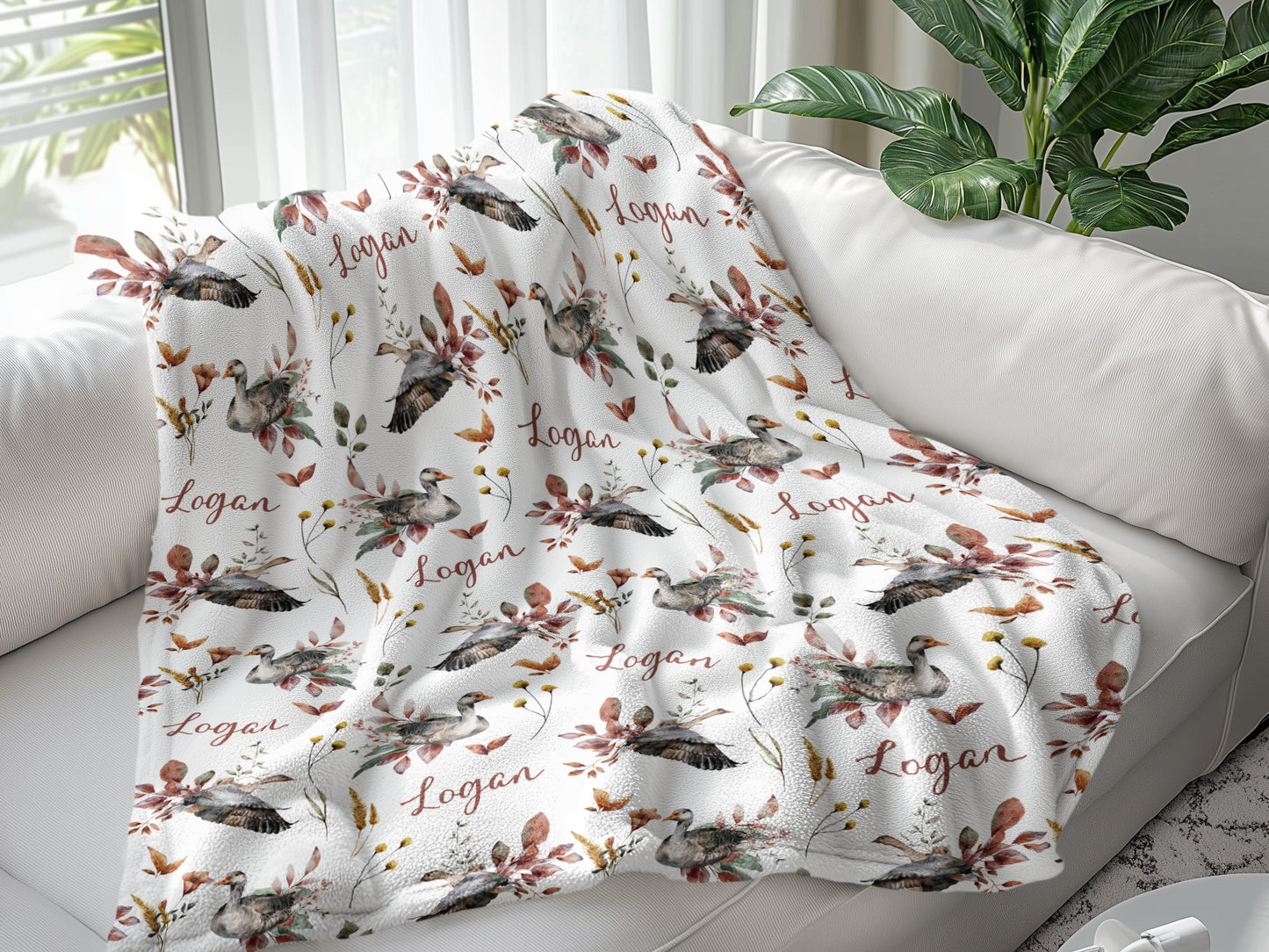 Personalised Autumn Ducks Blanket