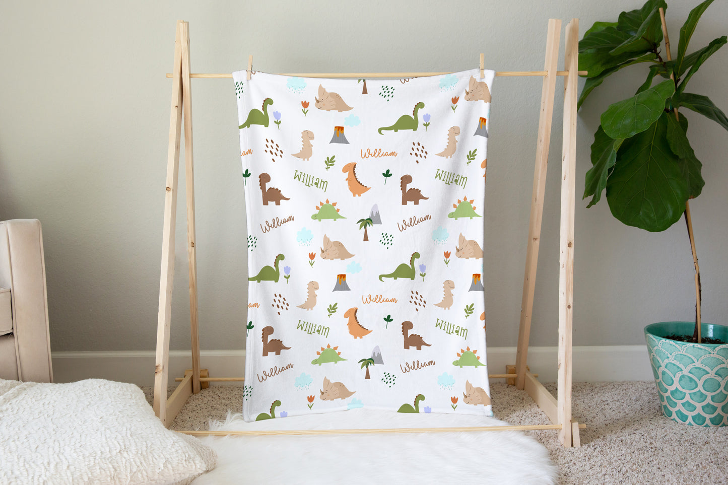 Personalised Baby Dinosaur Blanket