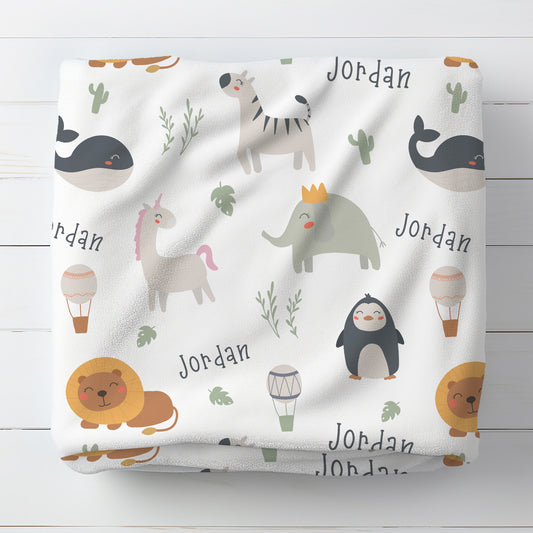 Personalised Baby Animal Blanket