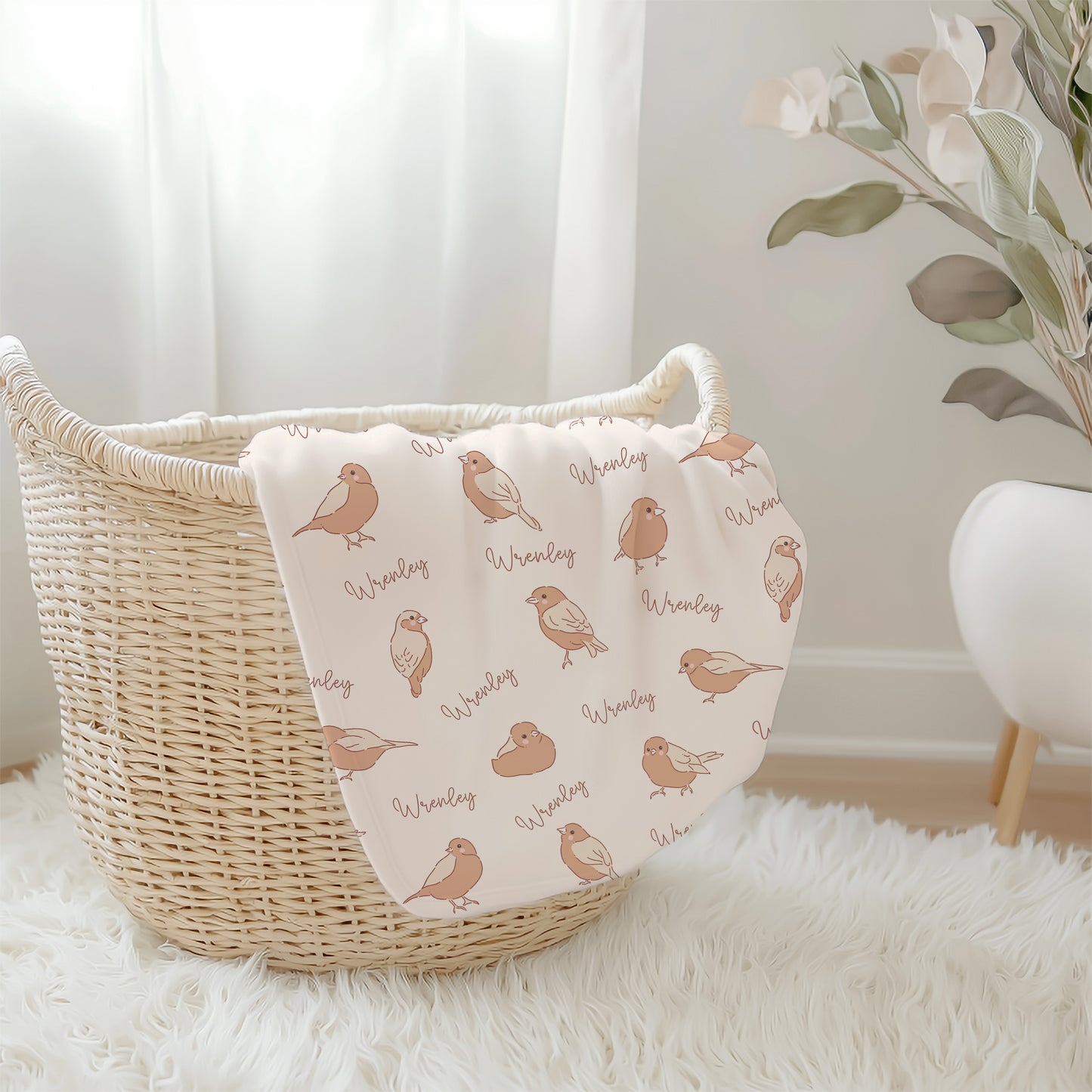 Personalised Birds Baby Blanket