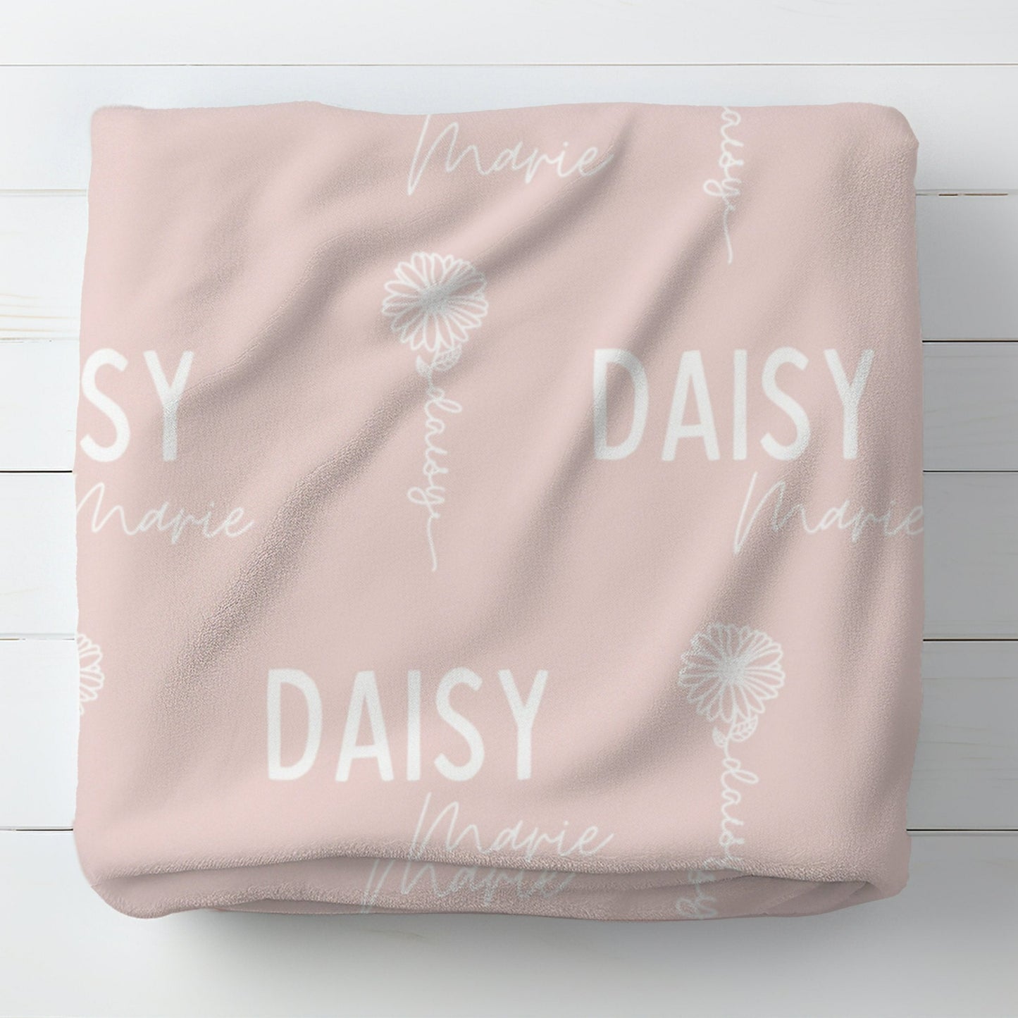 personalised April Birth Flower Baby Blanket | Pink Daisy