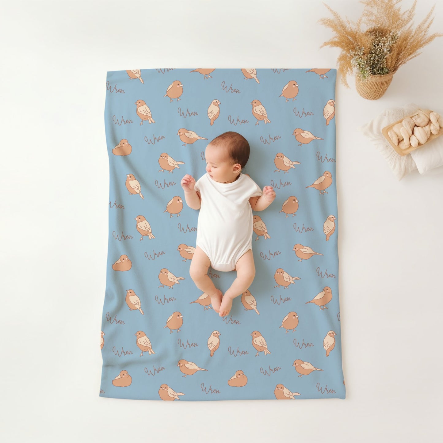 Personalised Blue Birds Blanket