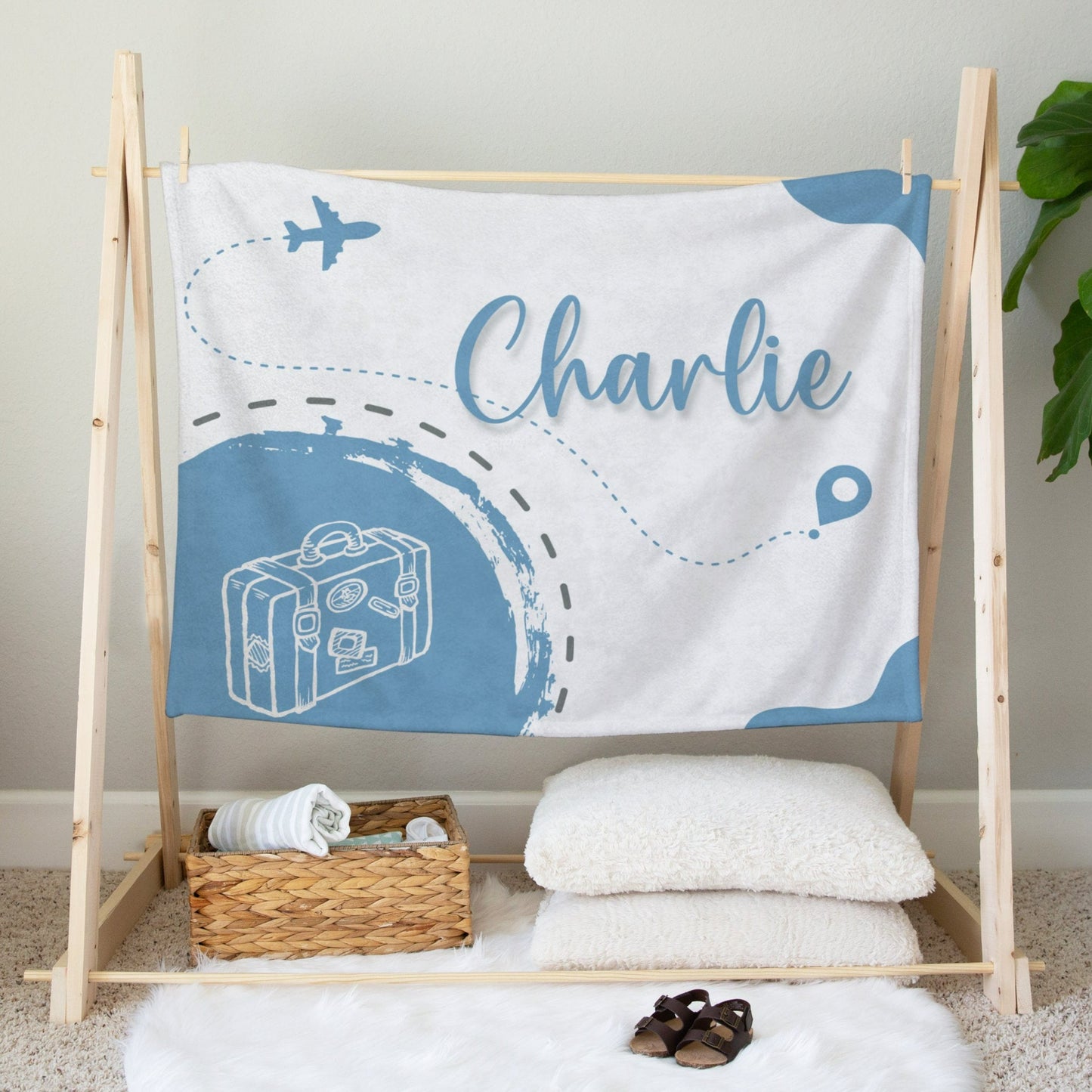 Personalised Travel World Map Baby Blanket