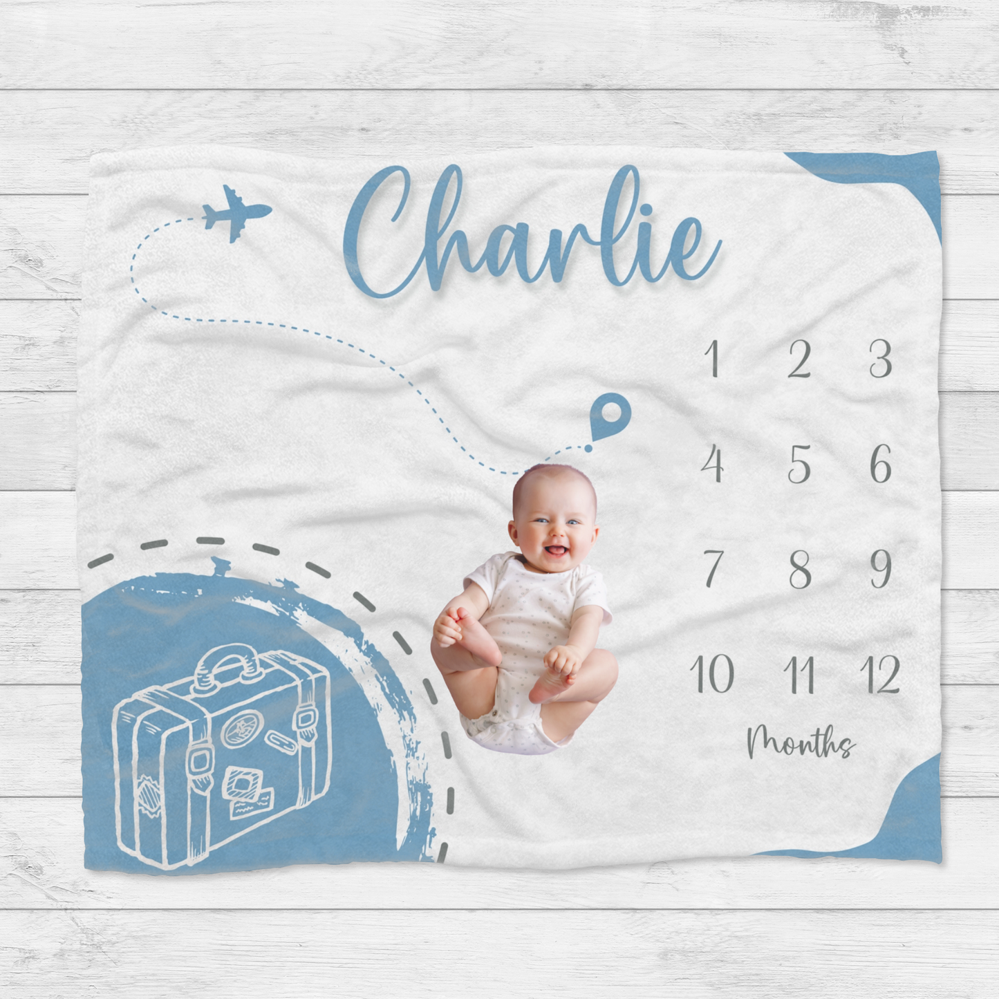 Personalised Travel World Map Baby Blanket