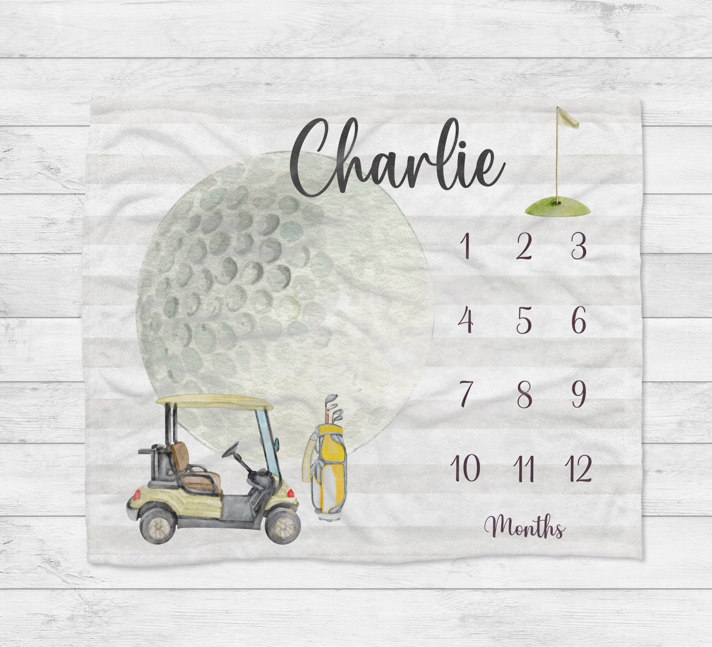 Personalised Golf Baby Milestone Blanket