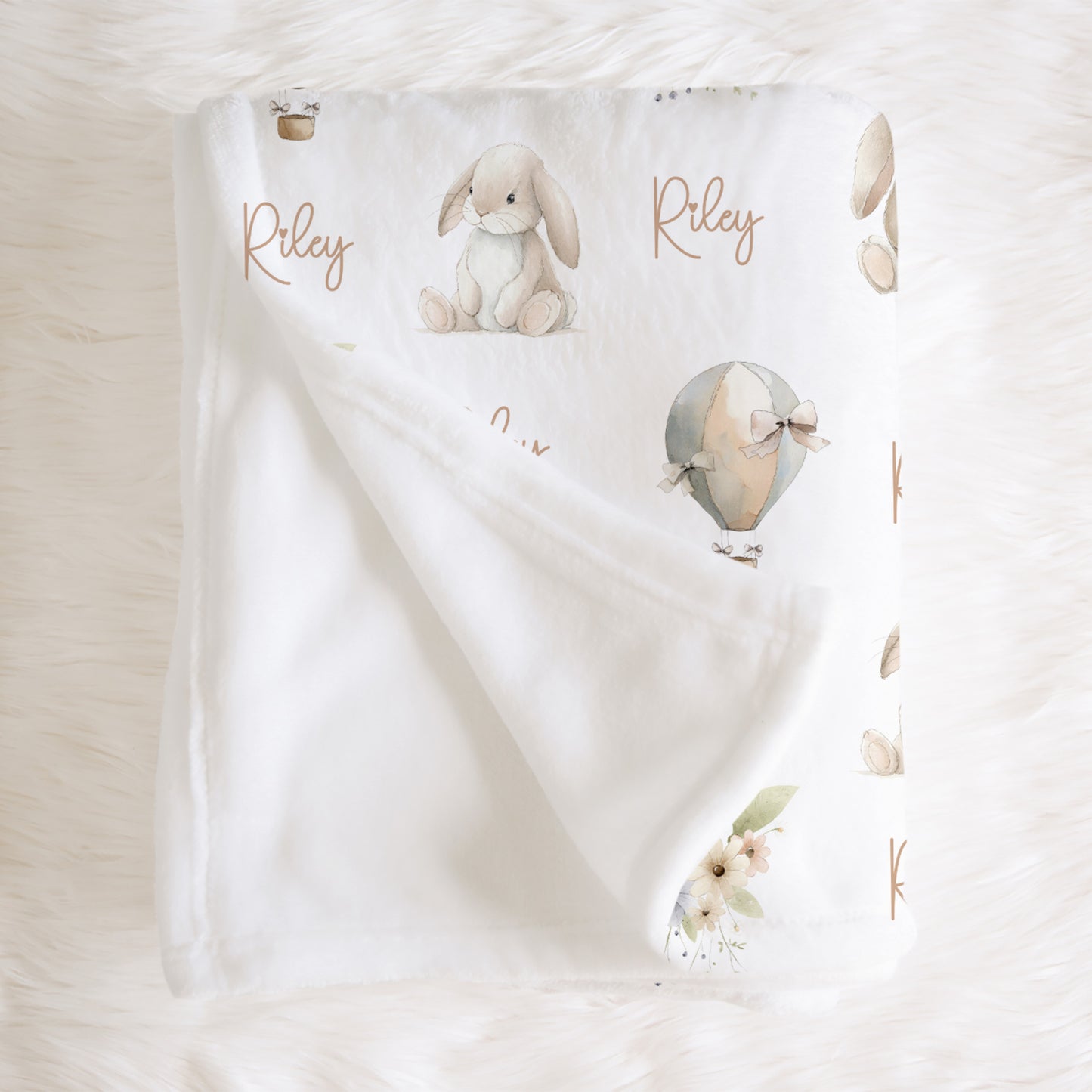 Personalised Bunny Hot Air Balloon Blanket