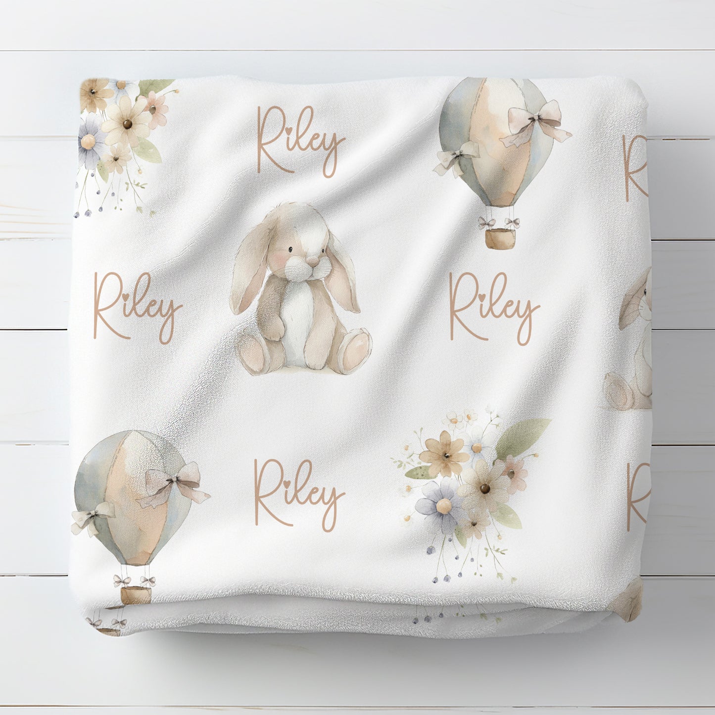 Personalised Bunny Hot Air Balloon Blanket