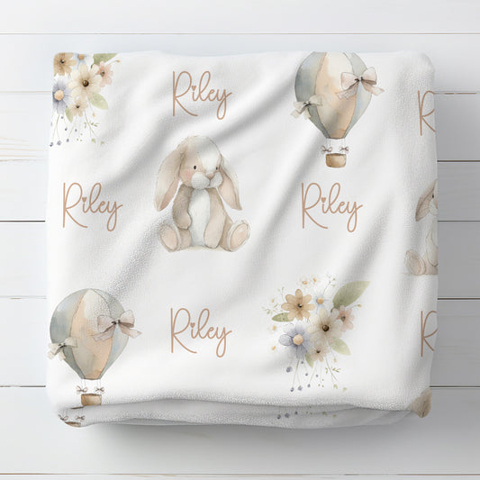 Personalised Bunny Hot Air Balloon Blanket