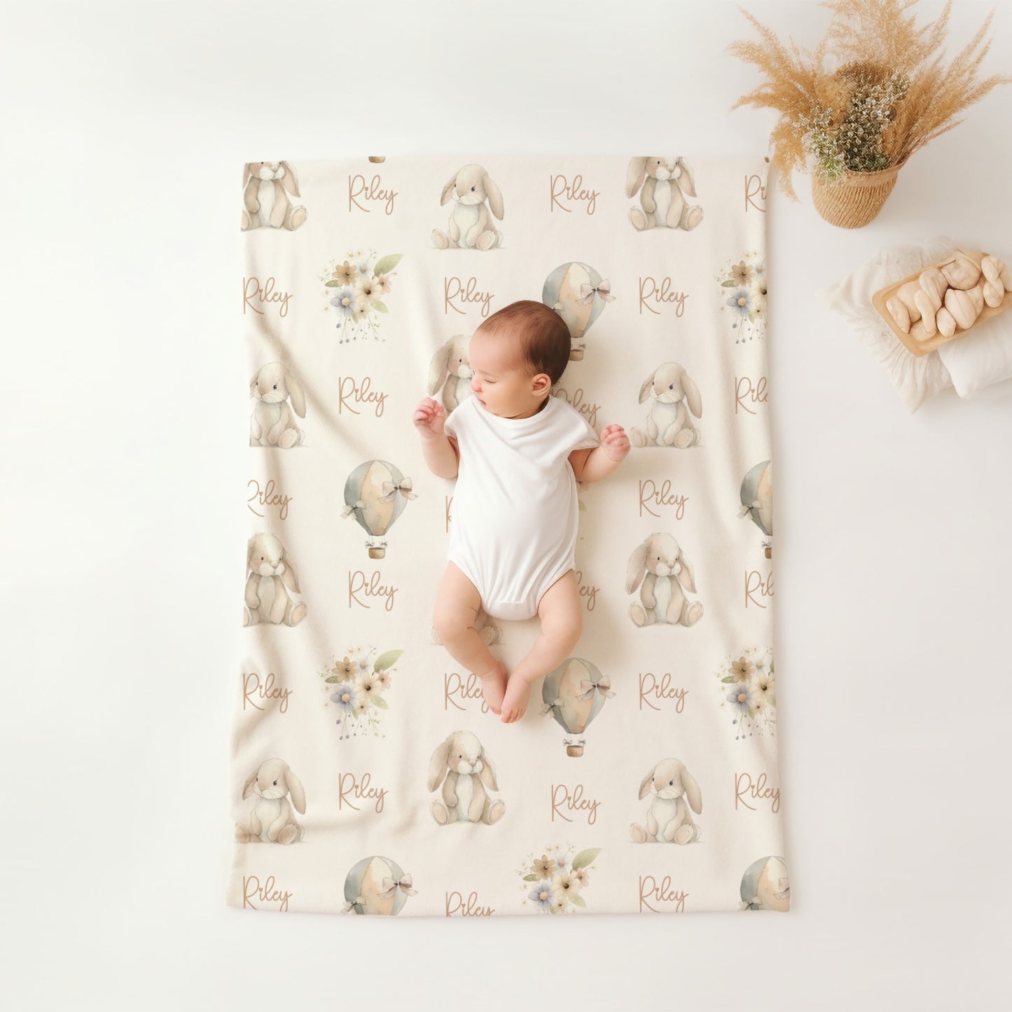 Personalised Bunny Hot Air Balloon Blanket