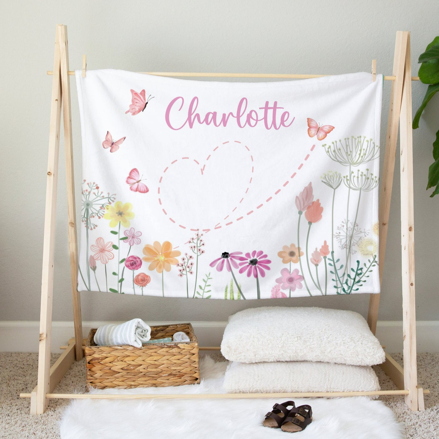 Personalised Wildflower Butterfly Blanket