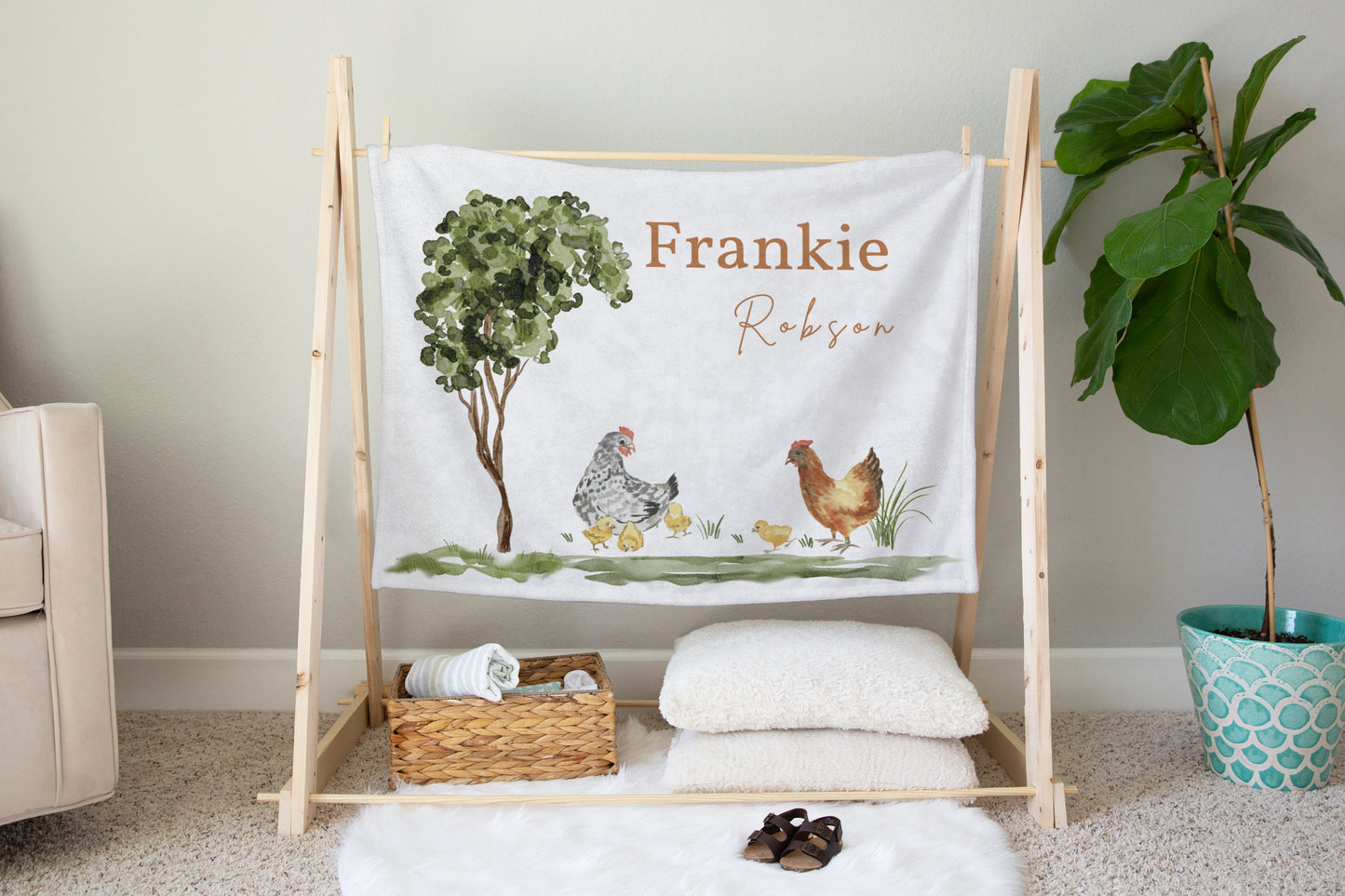 Personalised Farmhouse Chicken Blanket