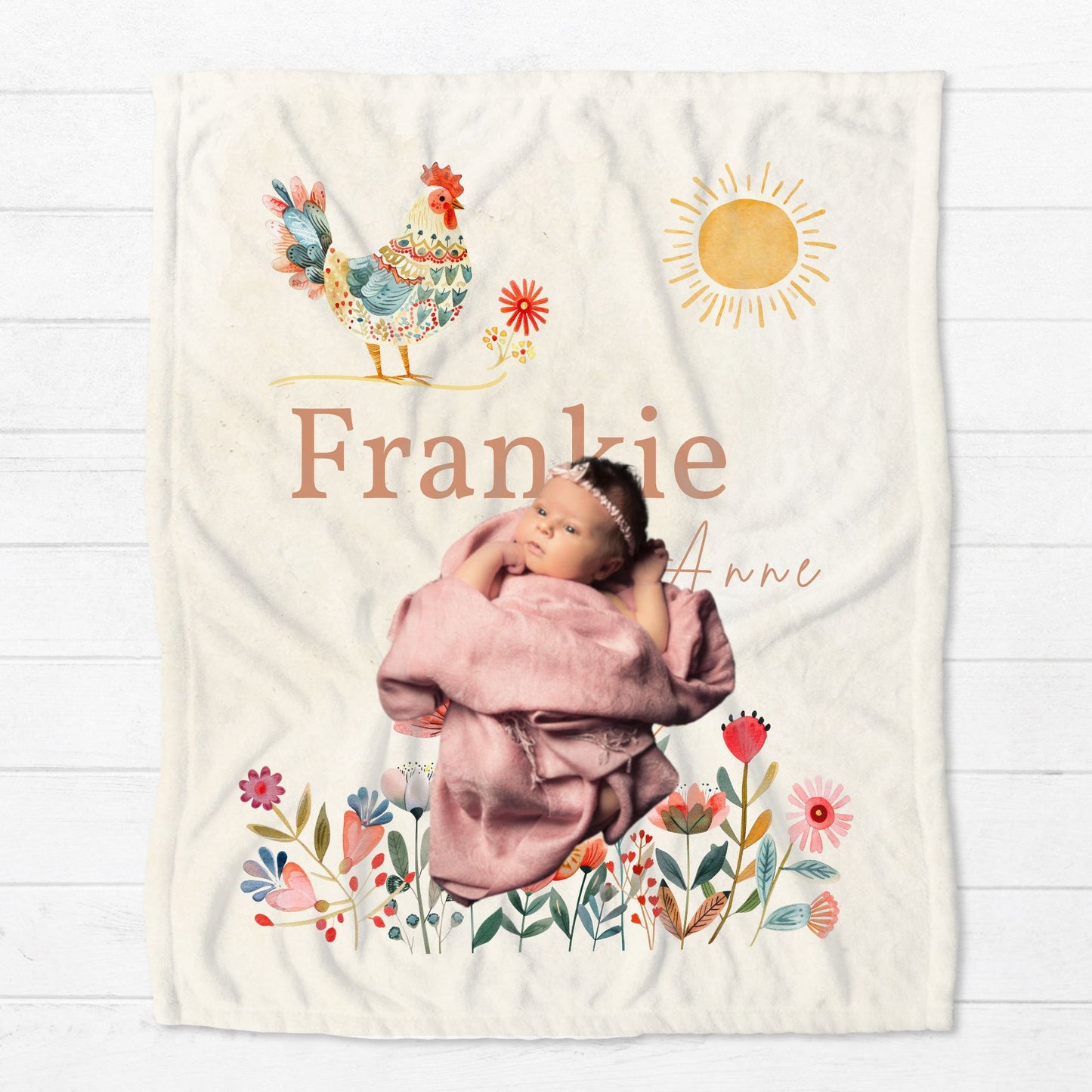 Personalised Floral Chicken Blanket