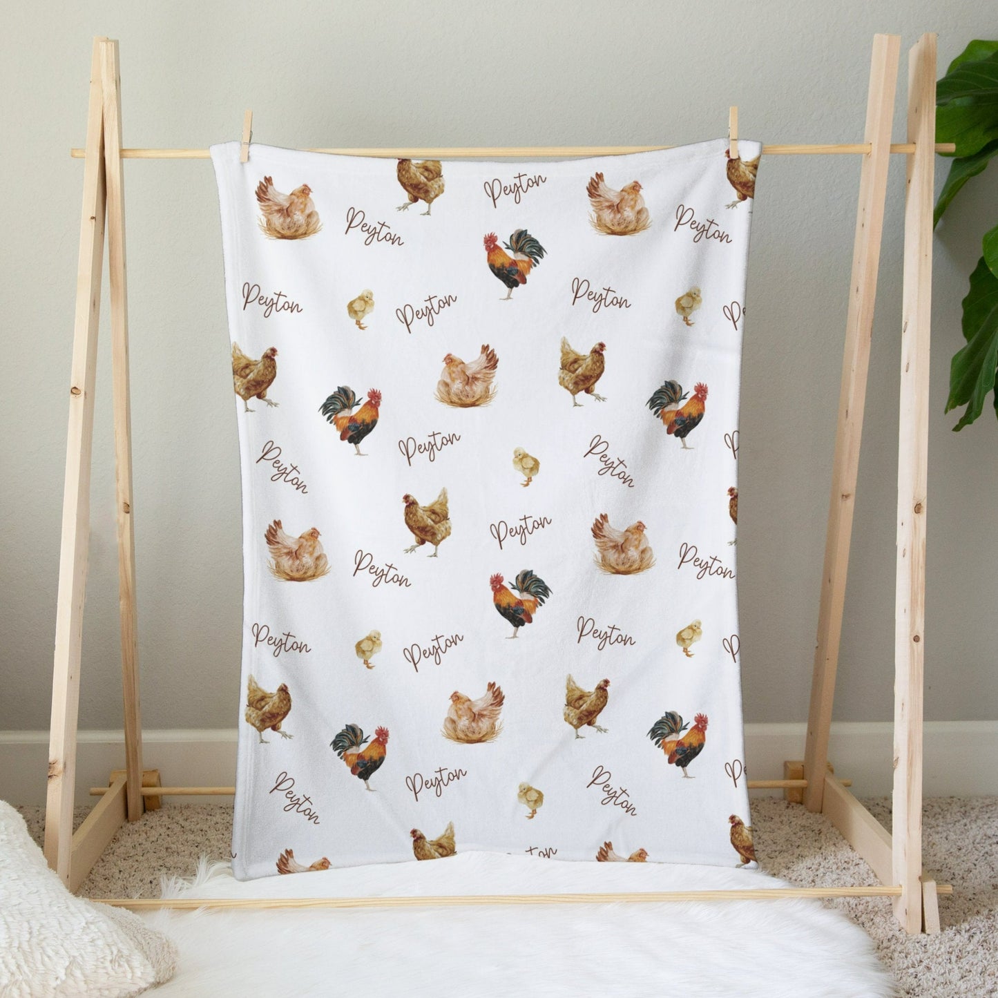 Personalised Chicken Baby Blanket