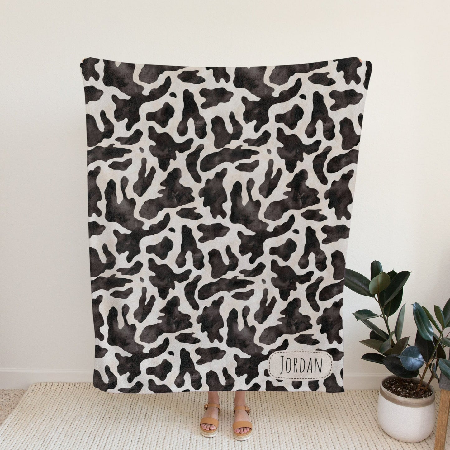 Personalised Cow Print Blanket