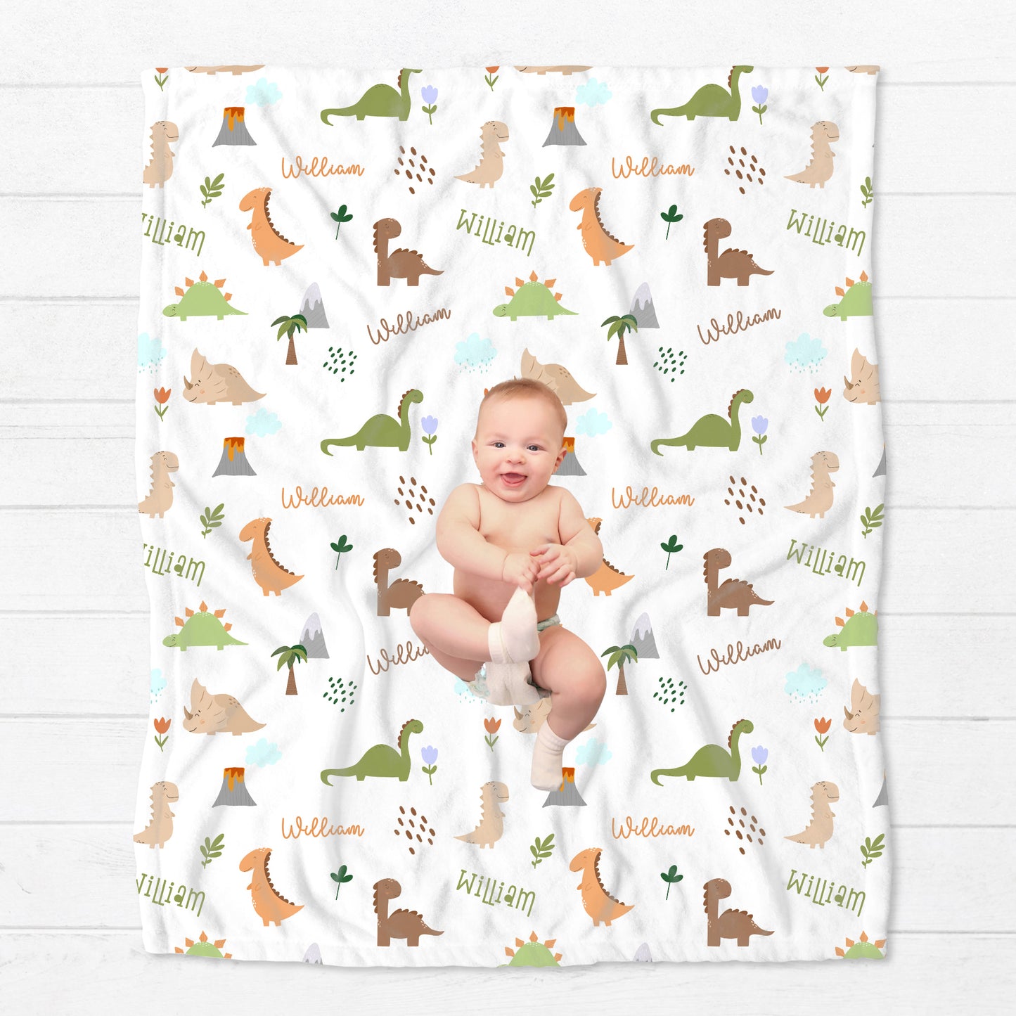 Personalised Baby Dinosaur Blanket
