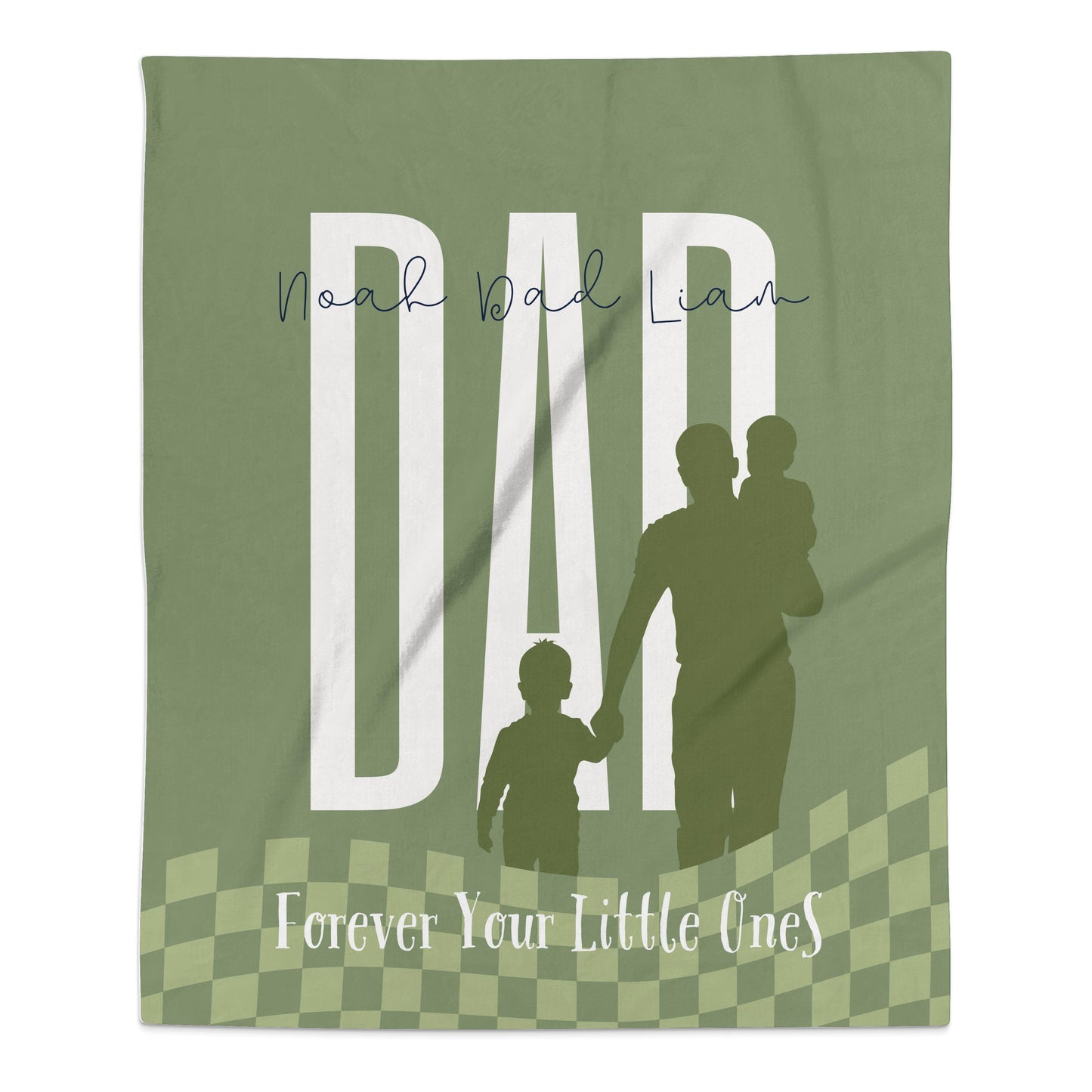 Personalized Dad Blanket Green Checker