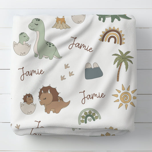 Personalised Dinosaur Baby Blanket