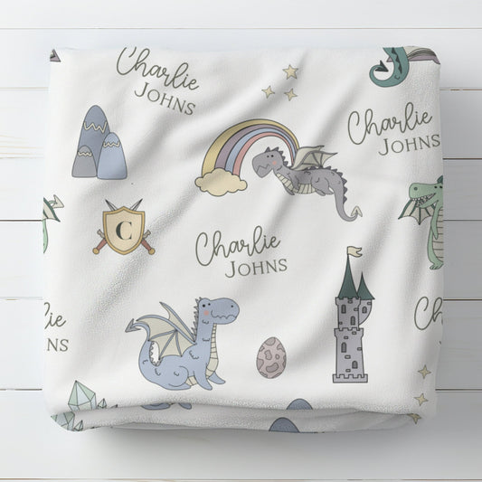 Personalised Dragon Baby Blanket