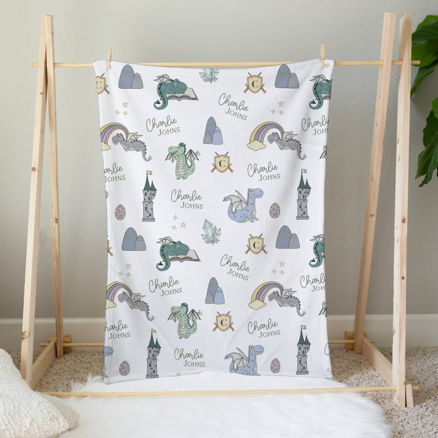 Personalised Dragon Baby Blanket