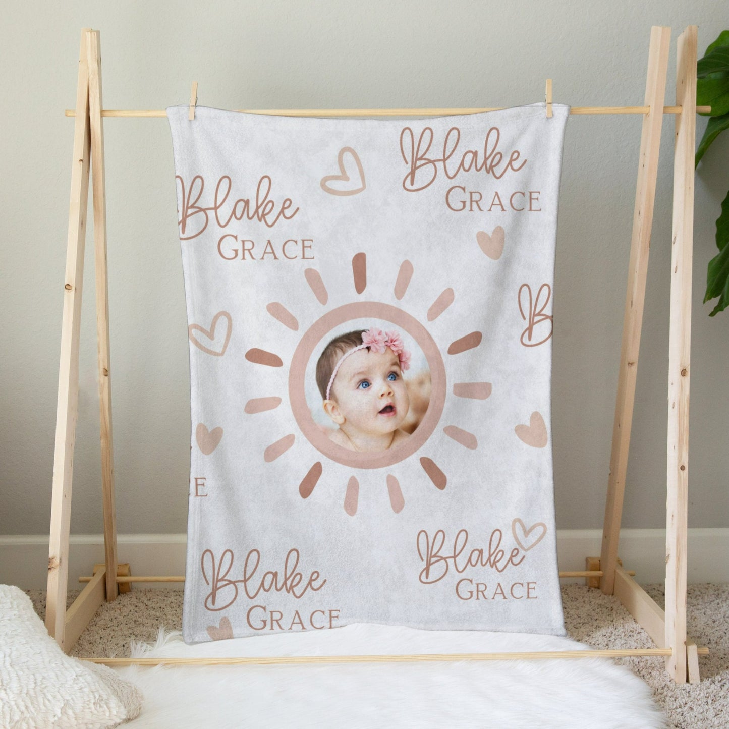 Custom Photo Baby Girl Blanket with Sun