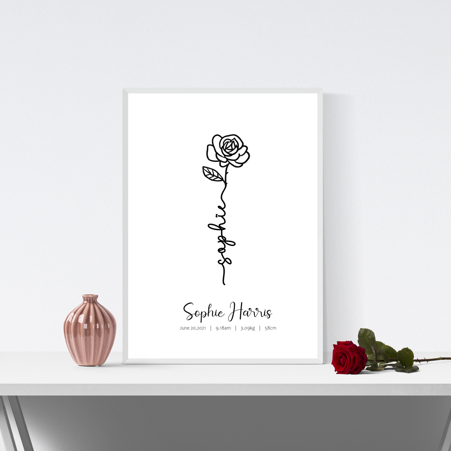 Personalised Birth Flower Birth Stats Printable | Digital Download