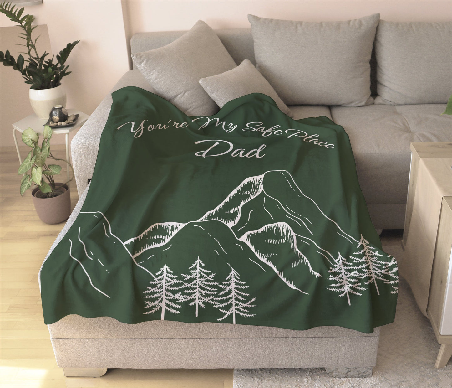 Personalized Dad Blanket Green Mountain