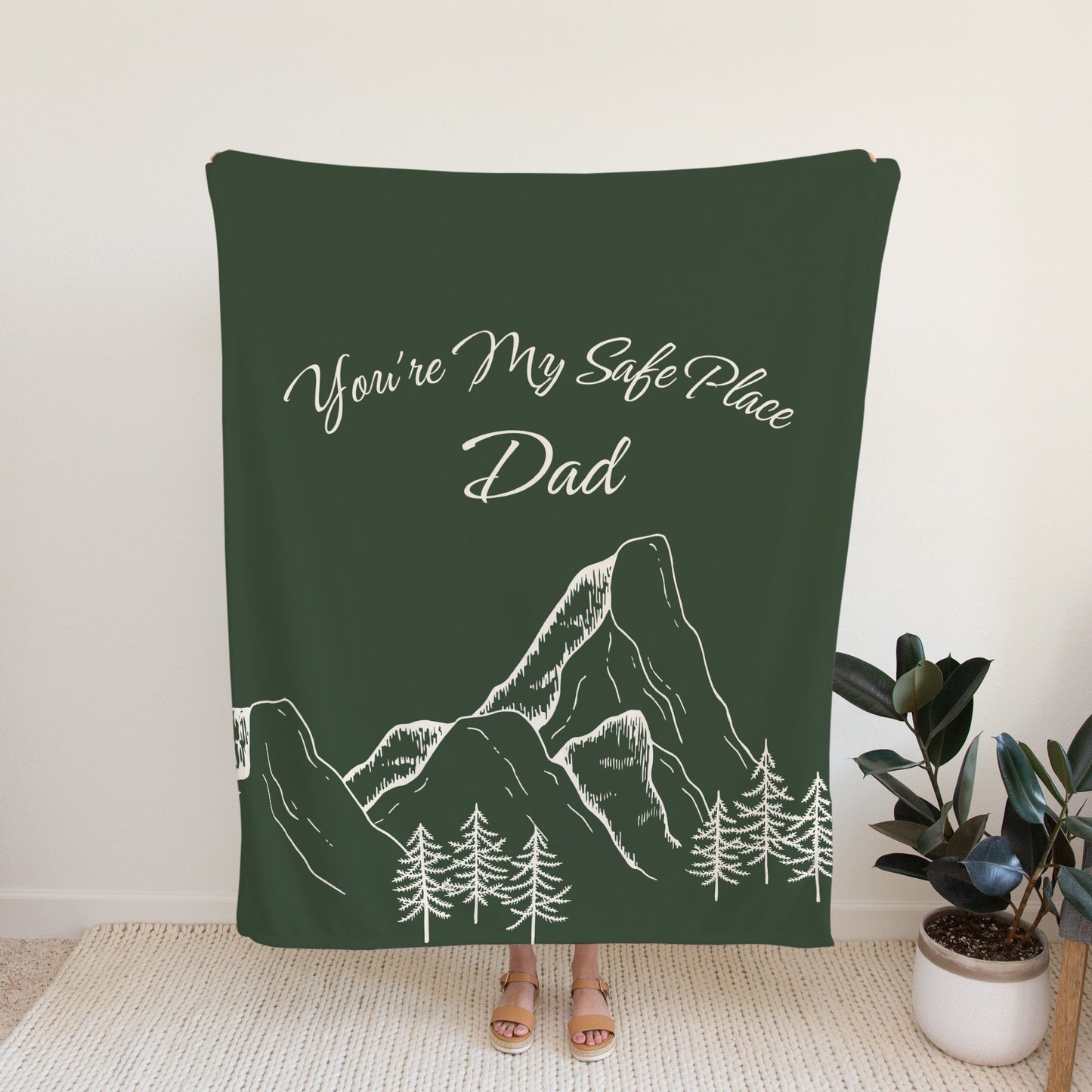 Personalized Dad Blanket Green Mountain
